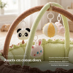 Gros plan sur les jouets suspendus : Arche d'éveil avec tapis 2 en 1