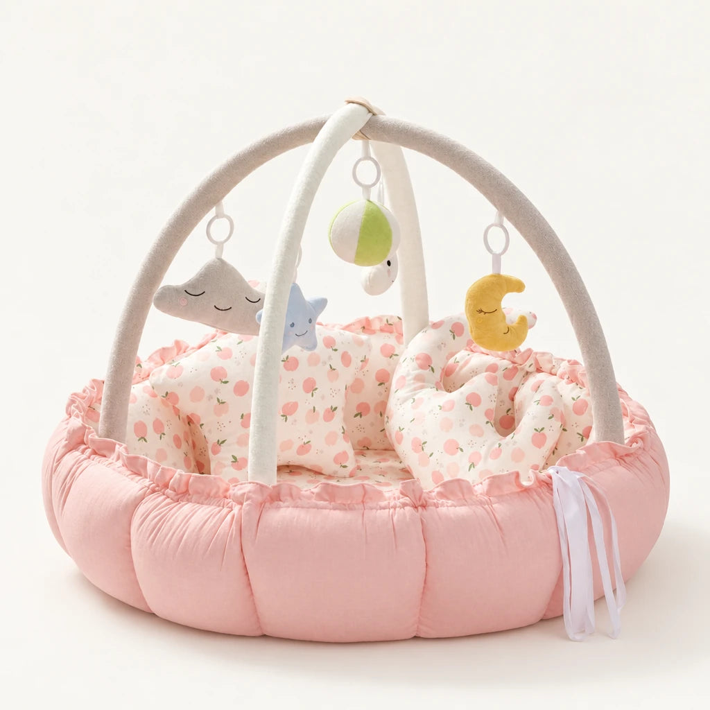 Arche d'éveil avec tapis 2 en 1, coloris rose, sur fond clair