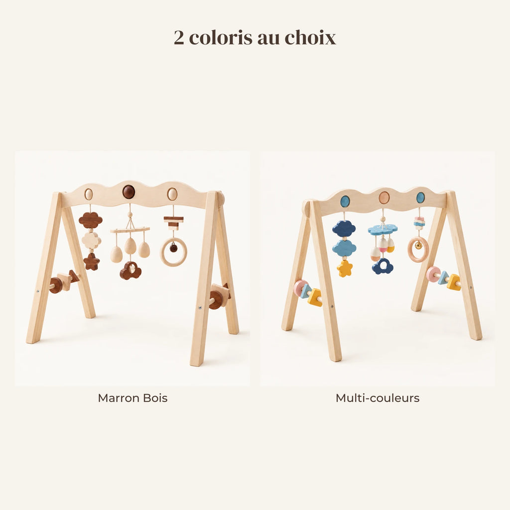 Arche d'éveil en bois - Bois marron : les 2 coloris disponibles, marron bois, multi-couleurs
