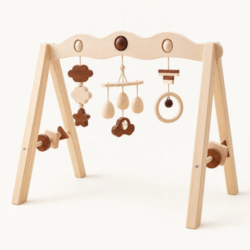 Arche d'éveil en bois - Bois marron sur fond clair, vue d’ensemble