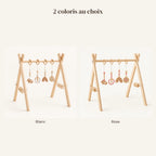 Arche d'éveil en bois : les 2 coloris disponibles, blanc, rose
