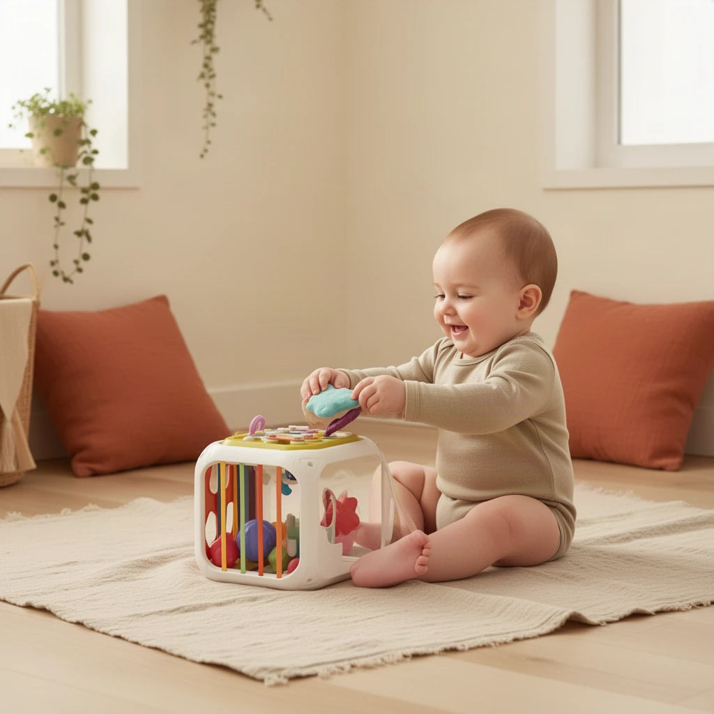 Cube Évolutif Montessori : enfant qui joue seul dans sa chambre