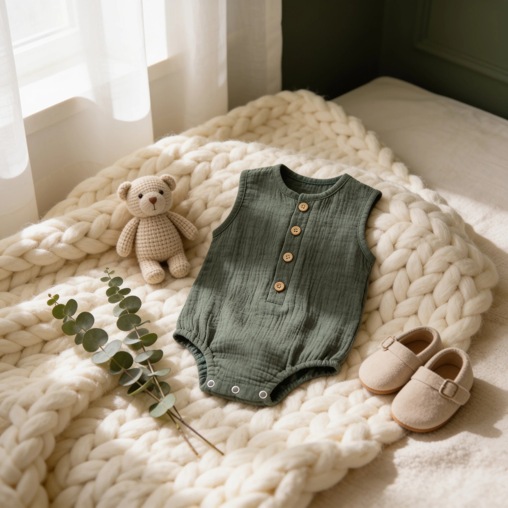 Combinaison Sans Manche Bebe - Vert - Cocon
