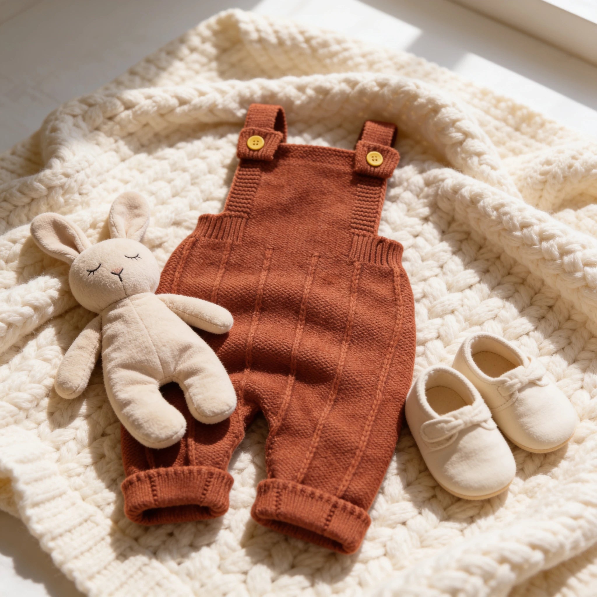 Combinaison Bebe Tricot Salopette - Rouge Rayures - Cocon