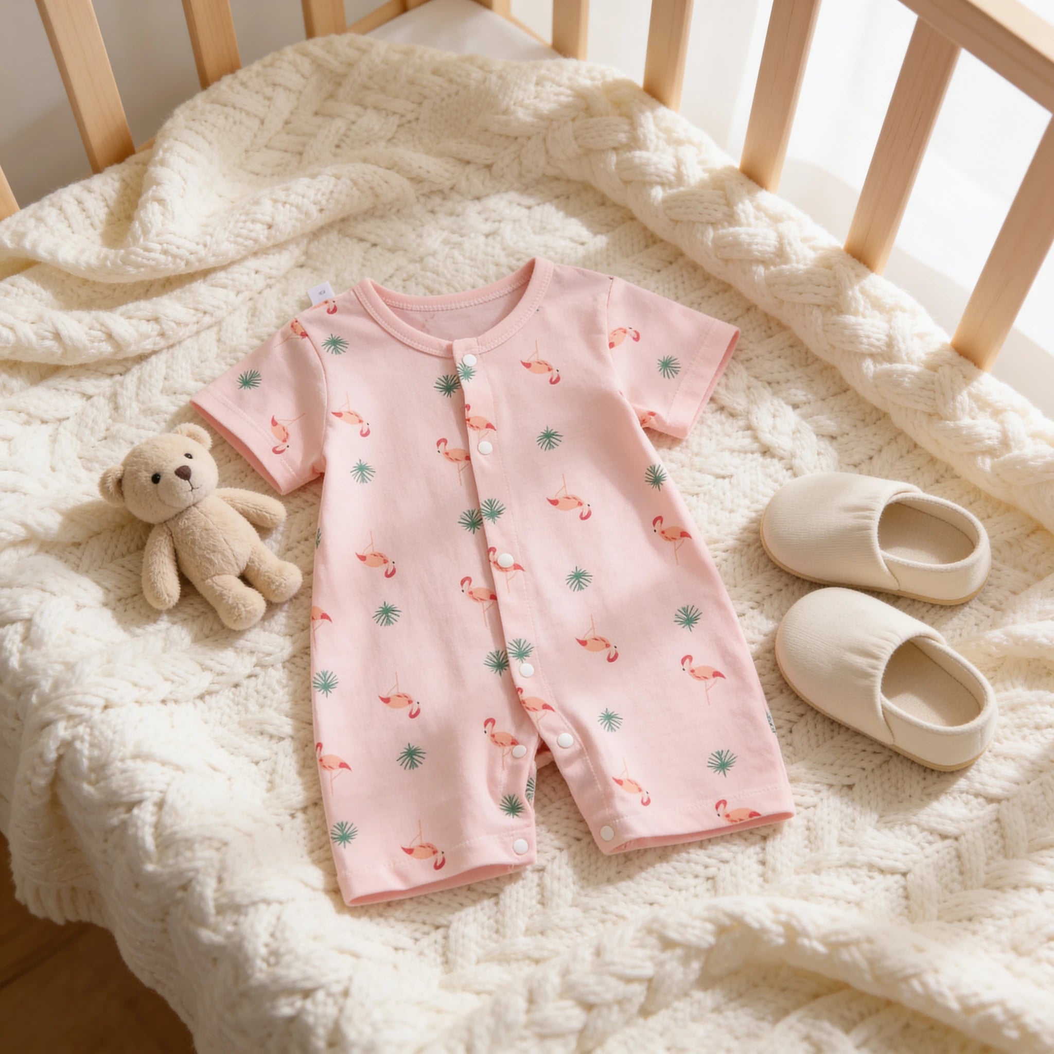 Combinaison Pyjama Bebe Oiseaux - Flamants Roses - Cocon