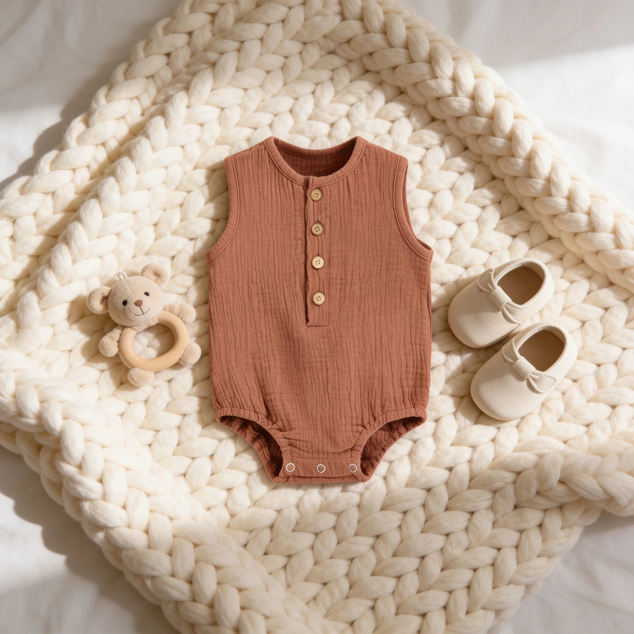 Combinaison Sans Manche Bebe - Marron - Cocon