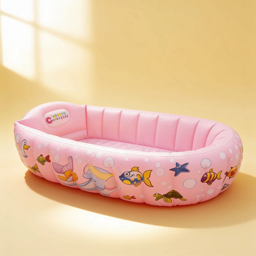Baignoire bébé gonflable à vidange Petit Océan – coloris Rose