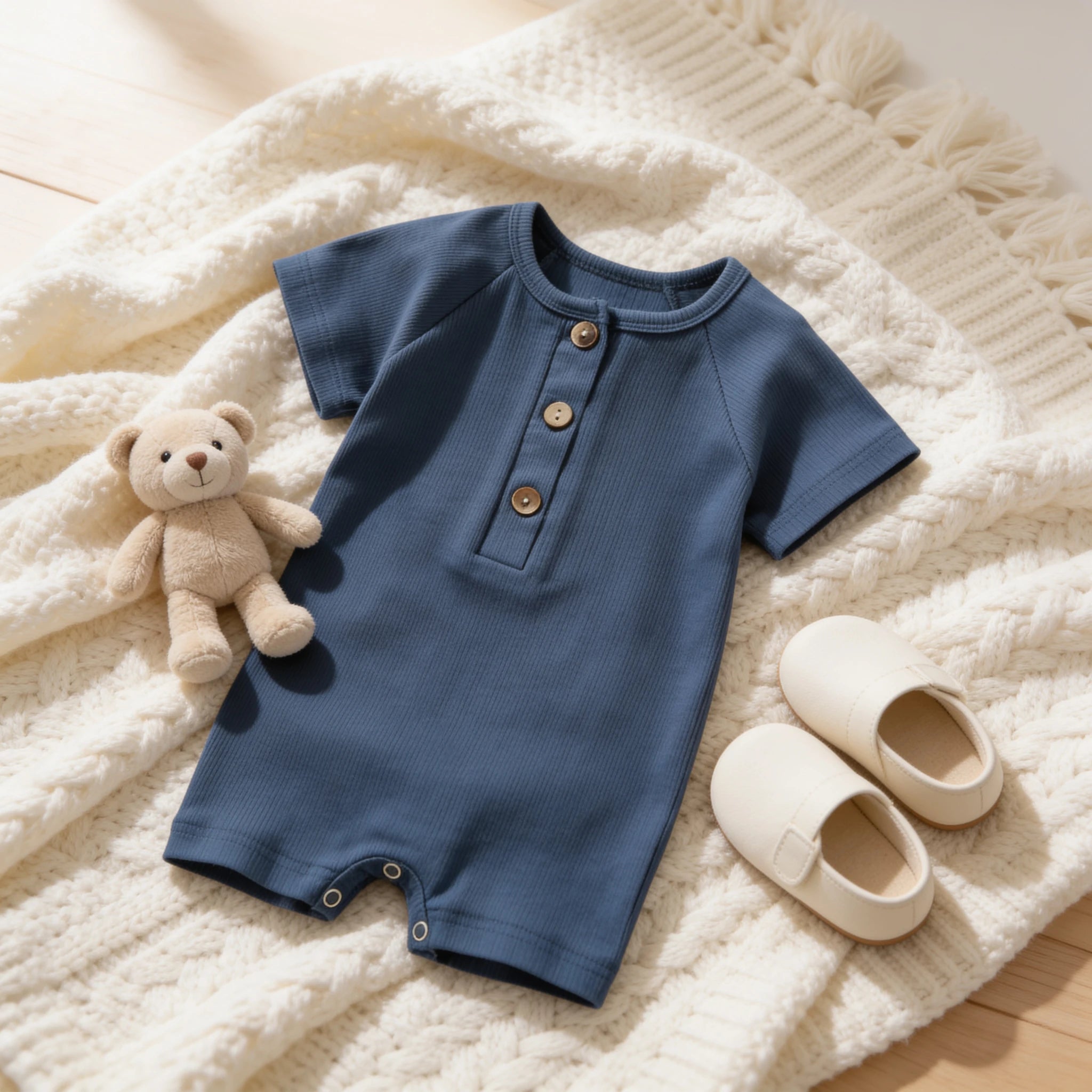 Combinaison Courte Bebe - Bleu - Cocon