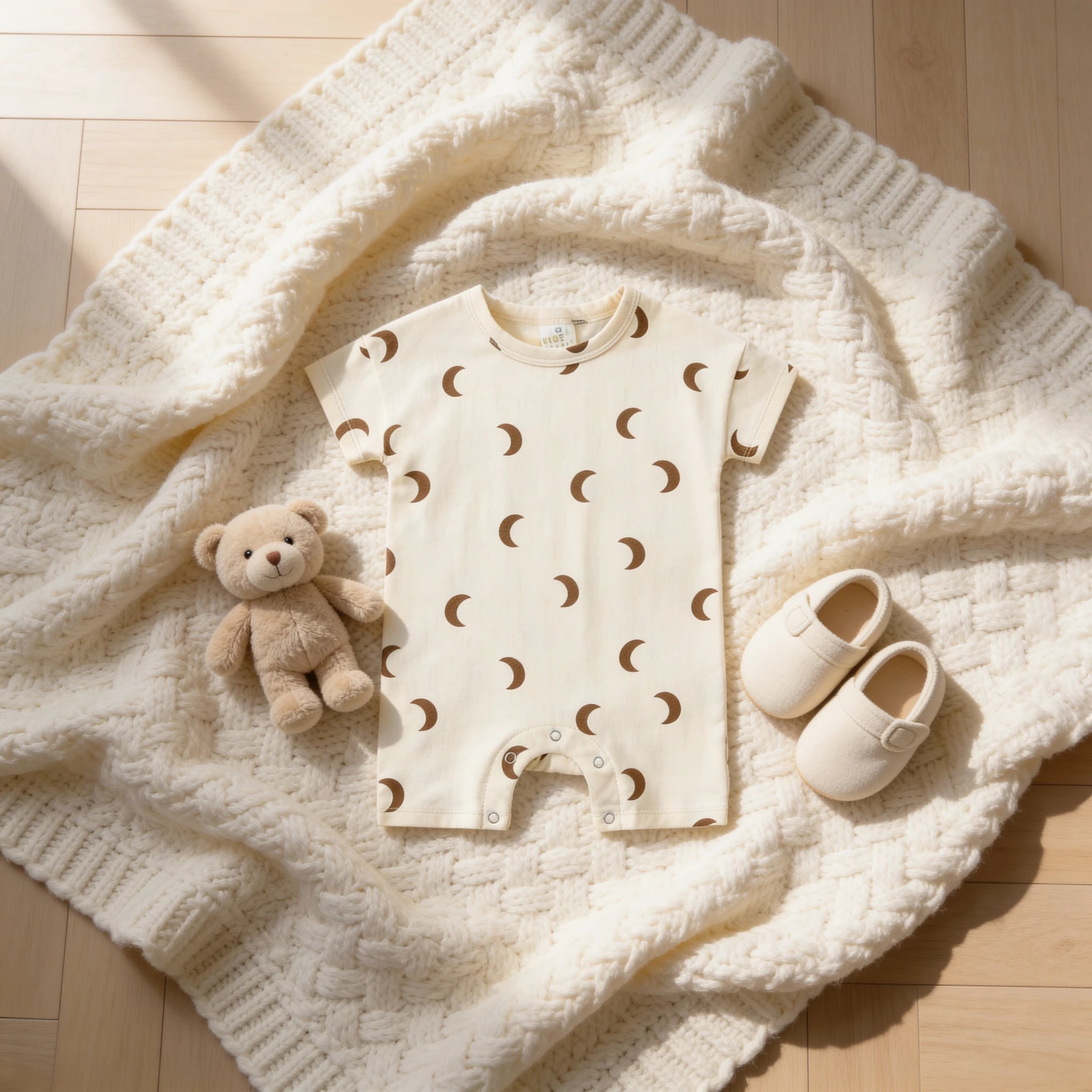 Combinaison Mariniere Bebe à Motif - Lune Blanc - Cocon