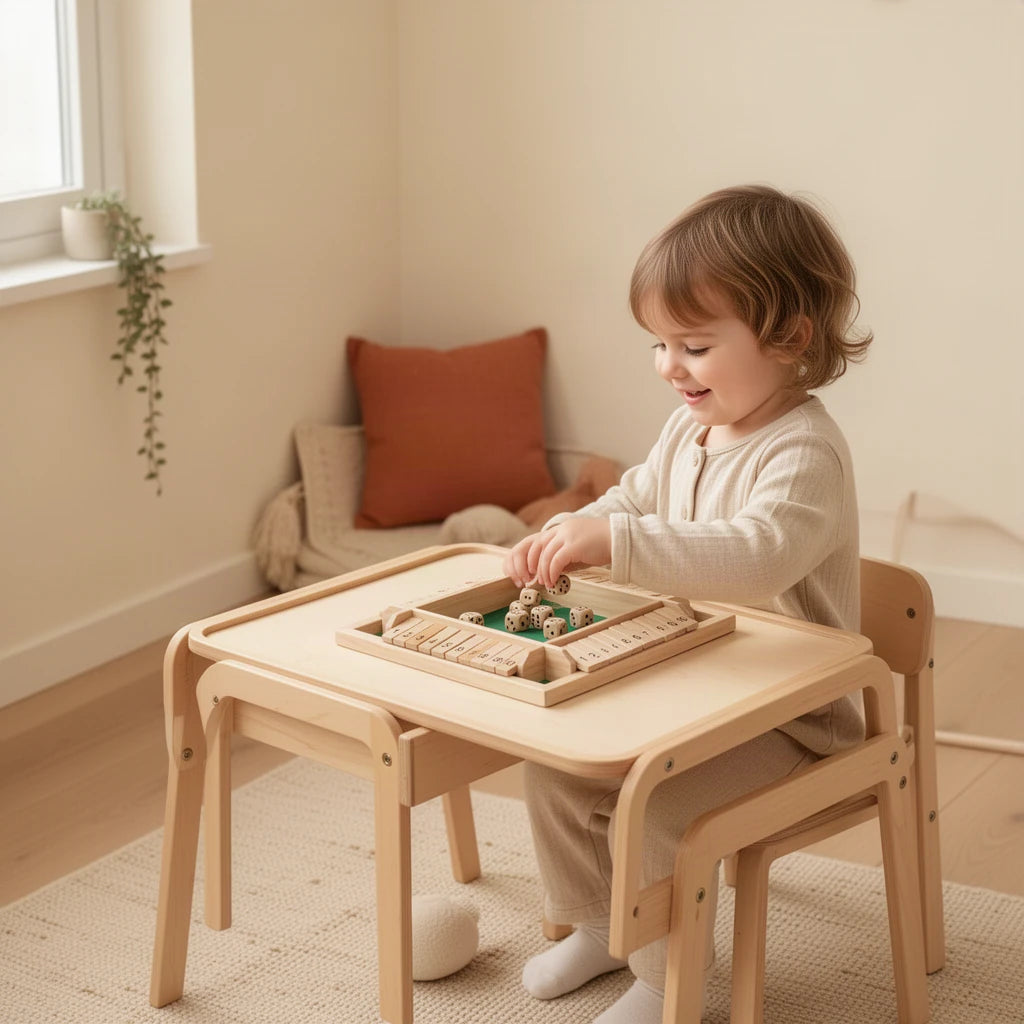 Jeu de chiffres Montessori dès 3 ans : enfant qui joue seul dans sa chambre