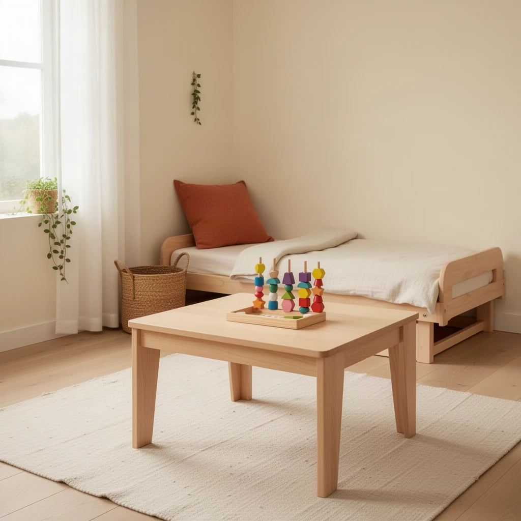 Jeu de Perles à Empiler Montessori dès 2 ans dans une chambre Montessori, vue d’ensemble