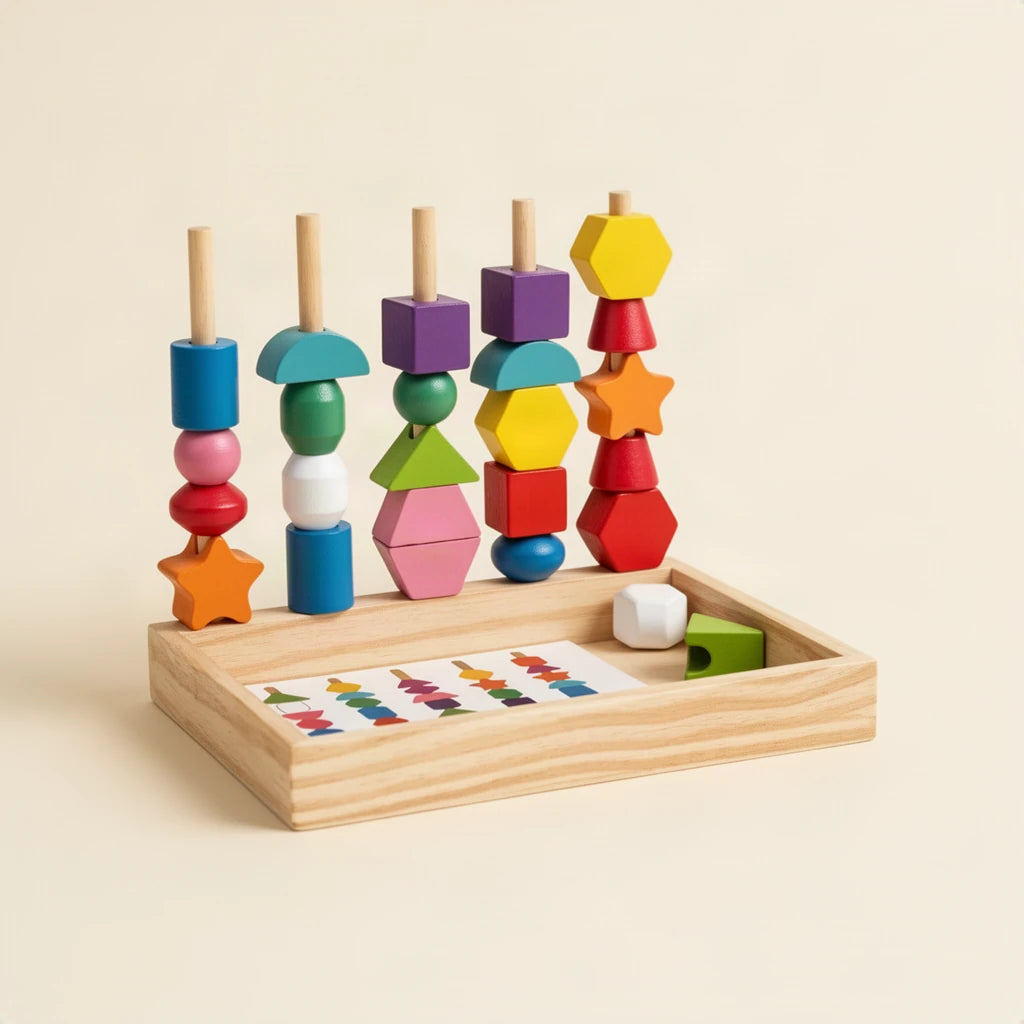Jeu de Perles à Empiler Montessori dès 2 ans sur fond clair