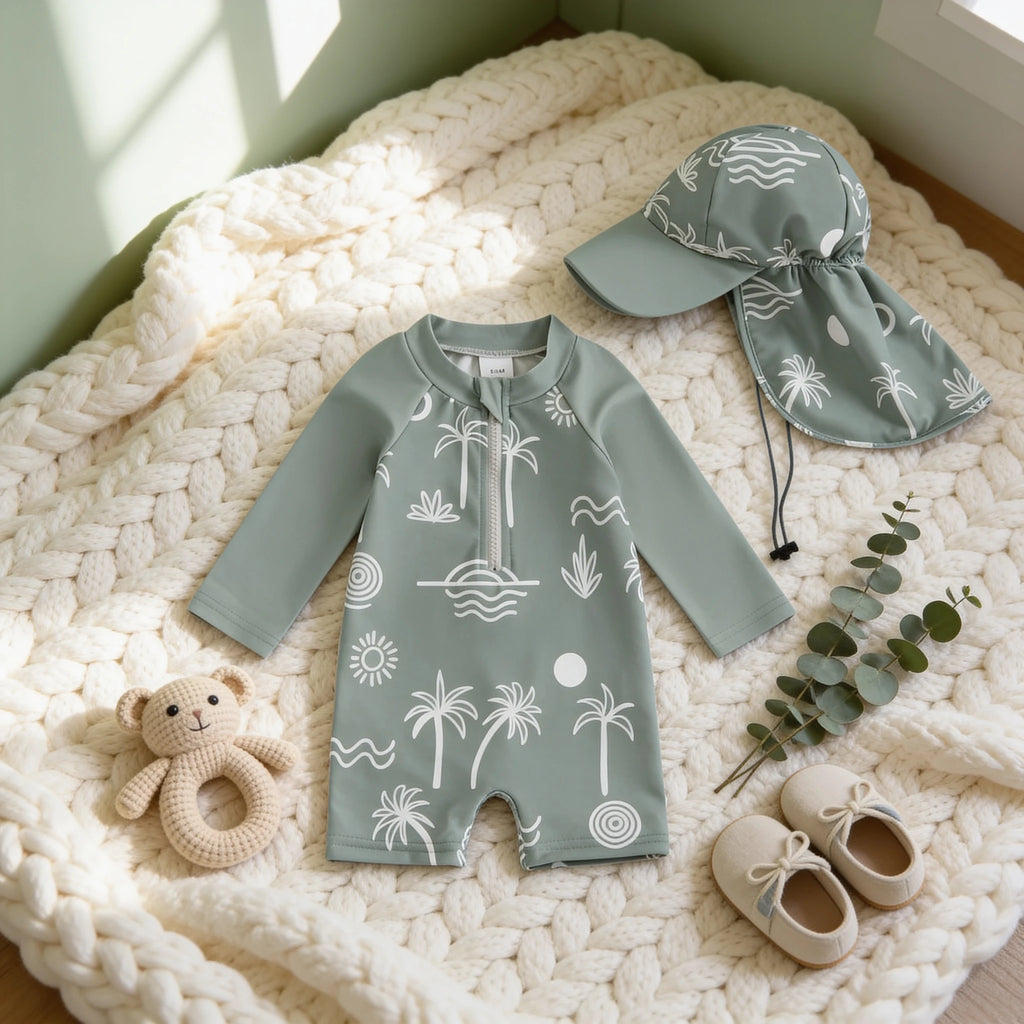 Combinaison Bebe Plage Vert - Vert - Cocon