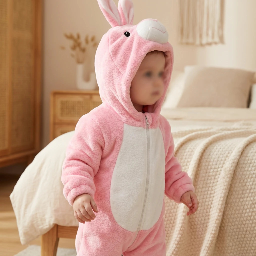 Combinaison Deguisement Bebe Lapin - Lapin Rose - Porté