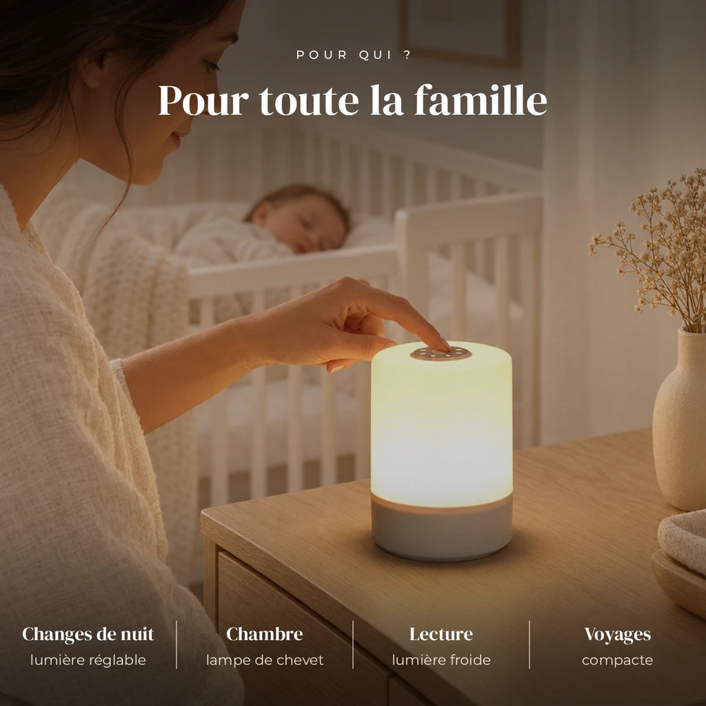 Veilleuse tactile LED rechargeable utilisée la nuit dans la chambre de bébé