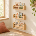 Lot de 3 bibliothèques enfant murales 40cm dans une chambre d’enfant claire