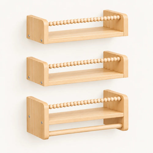 Lot de 3 bibliothèques enfant murales 50cm sur fond clair
