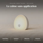 Machine à bruit blanc bébé rechargeable avec veilleuse : bruit blanc et sons de la nature, blanc chaud, naturel, froid + 6 couleurs (rouge, orange, vert, bleu, cyan, violet), 10 à 90 %