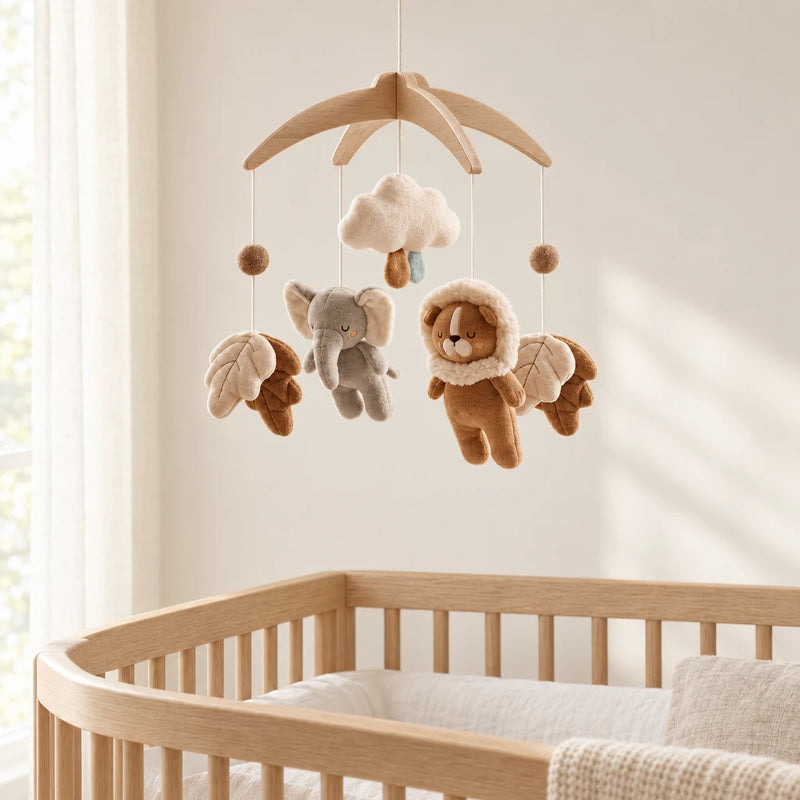 Mobile Bébé Éléphanteau en bois