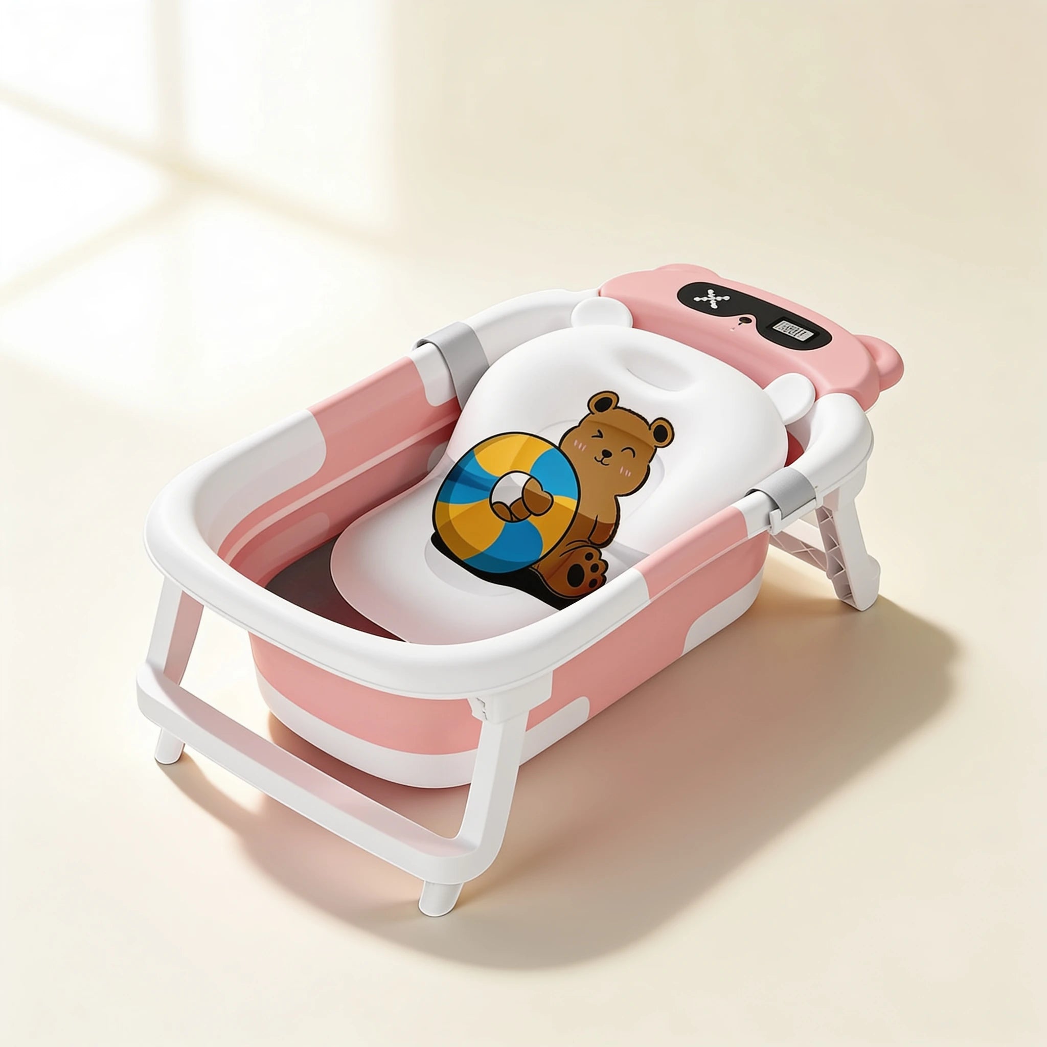 Baignoire bébé pliable avec siège intégré Nuage – coloris Rose Ours