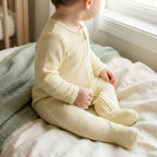 Combinaison Pur Coton Bébé - Jaune - Porté