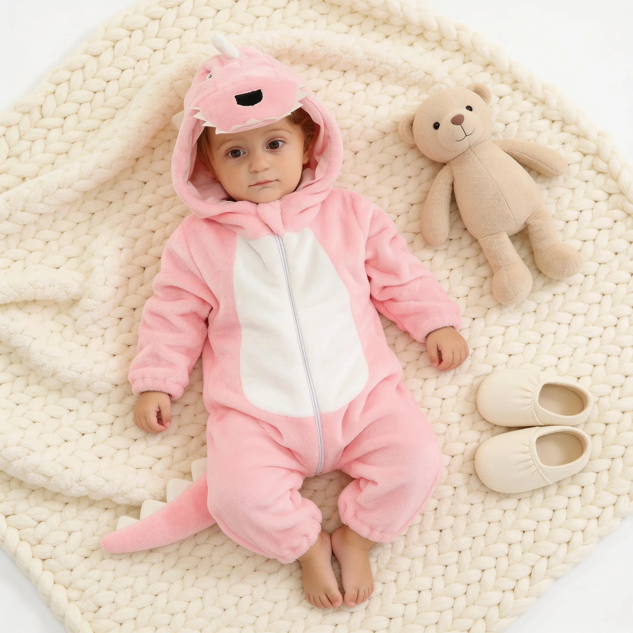 Combinaison Deguisement Bebe Dinosaure - Dinosaure Rose - Cocon