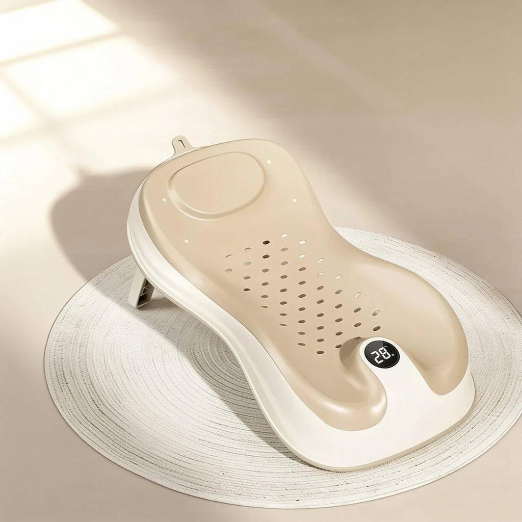 Transat de bain bébé compact avec thermomètre – coloris Marron