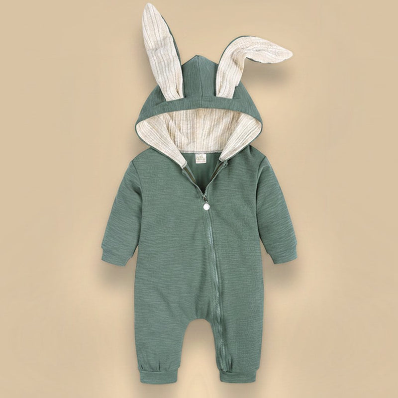 Combinaison Bébé Coton Lapin Manches Longues, coloris vert sauge, vue d'ensemble