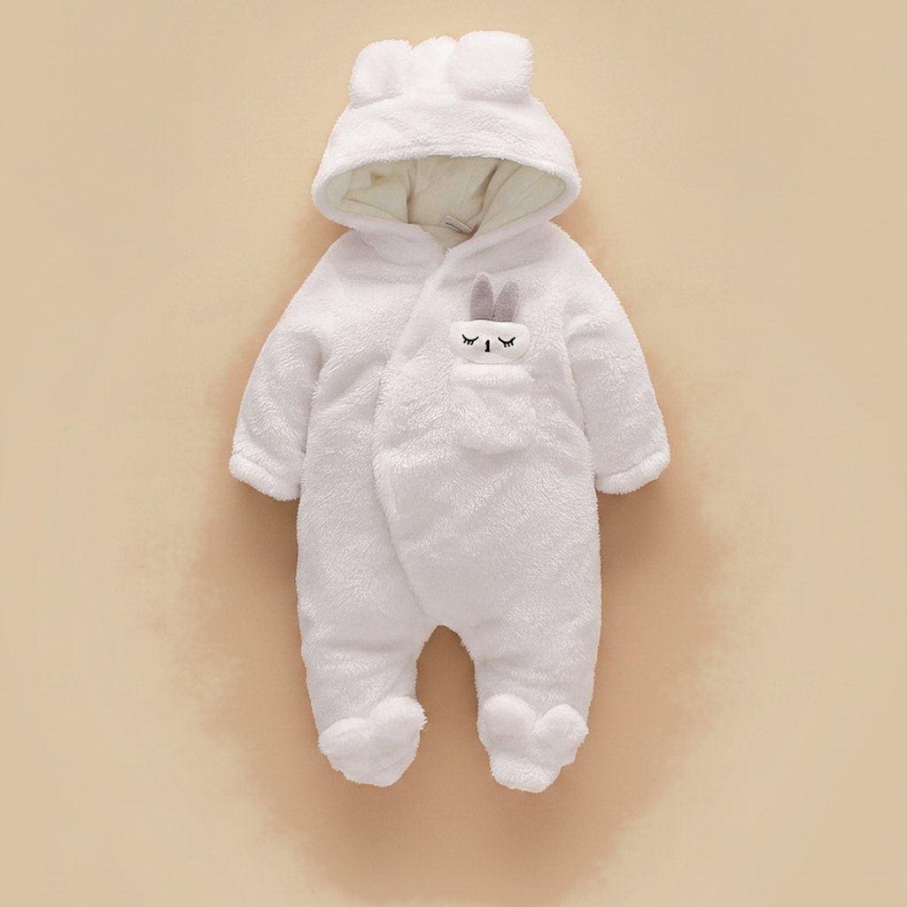 Combinaison Bébé Sherpa Lapin ou Ourson, coloris blanc lapin, vue d'ensemble