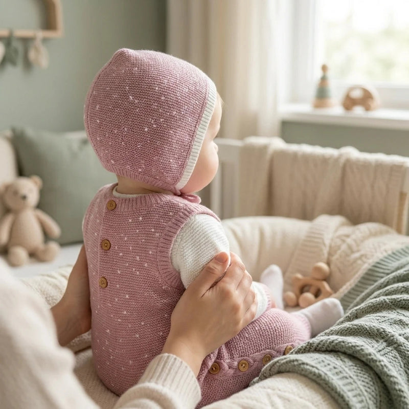 Combinaison Tricot Bébé Fille, sur un bébé