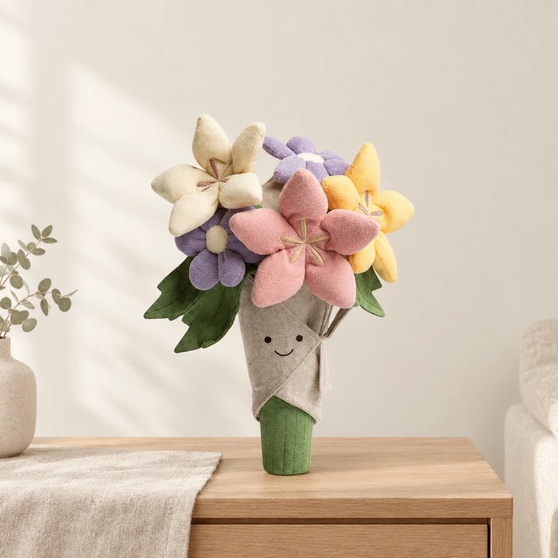 Peluche bouquet de fleurs multicolores kawaii