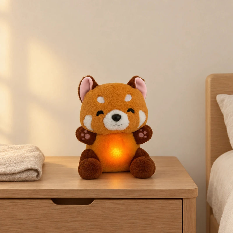 Peluche panda roux qui respire, veilleuse apaisante