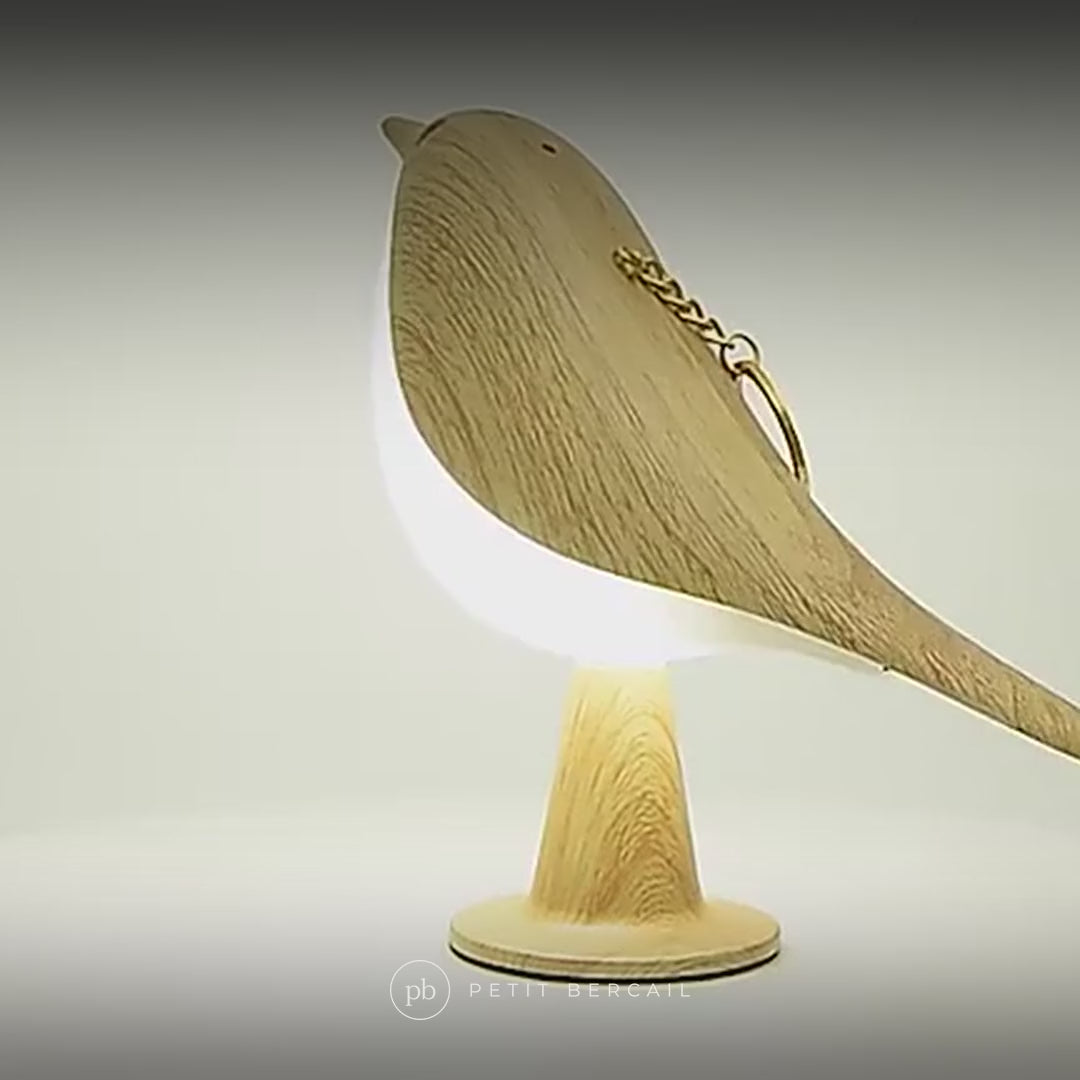 Veilleuse oiseau en action : lumière chaude, neutre ou blanche