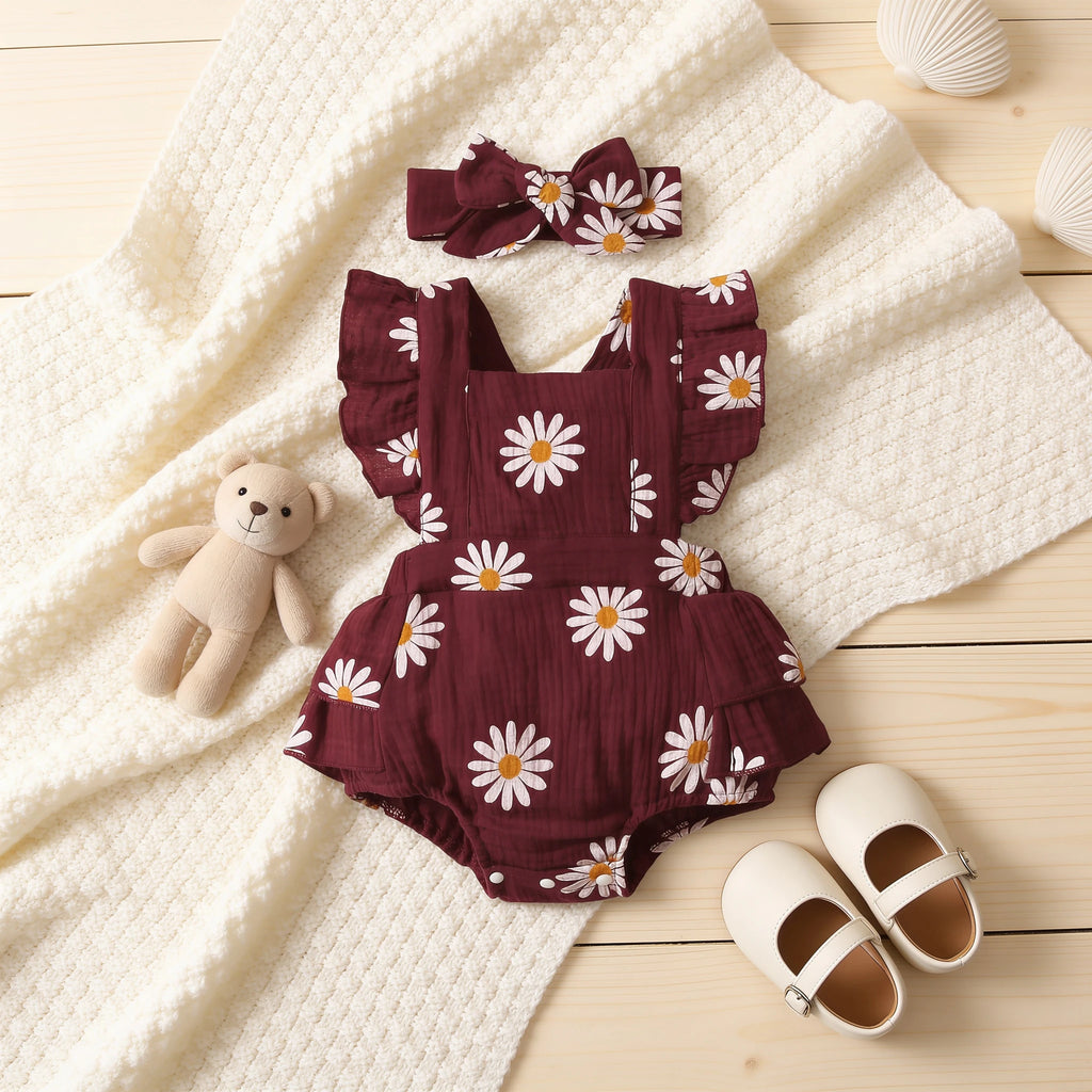 Combinaison Fleurie Bebe - Bordeaux - Cocon