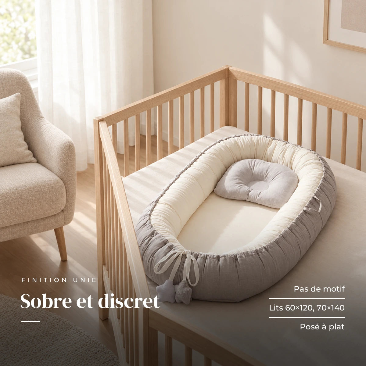 Réducteur de lit - DreamNest dans une chambre de bébé lumineuse