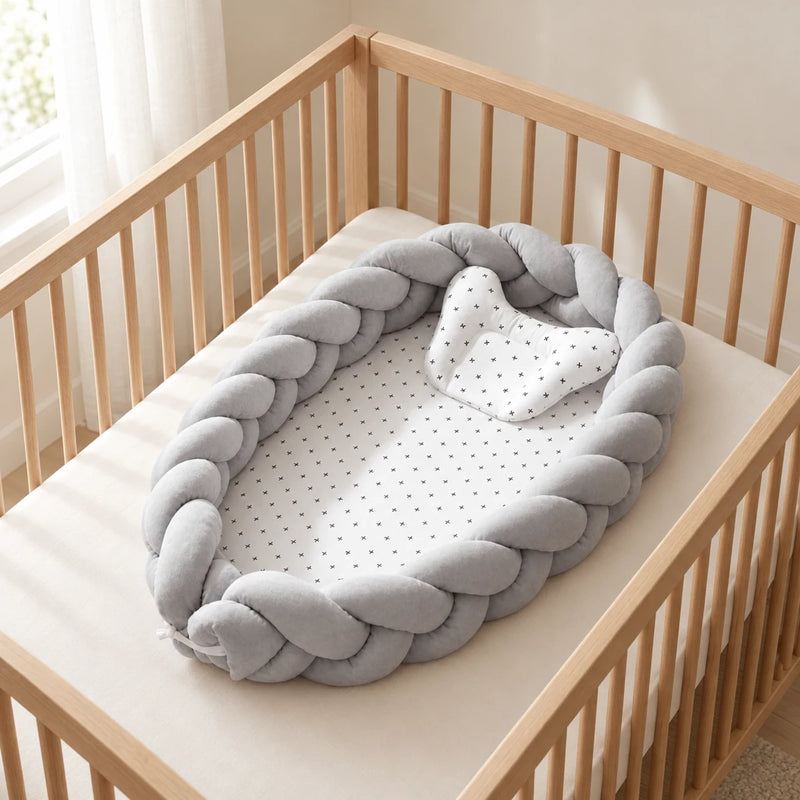Réducteur de lit tressé : contour en tresse, 90 × 55 cm