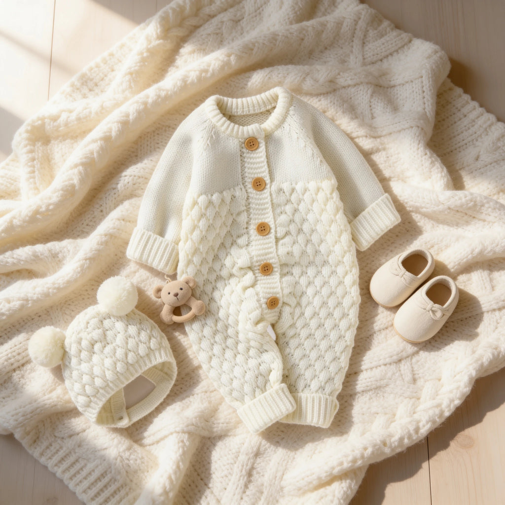 Combinaison En Tricot Bebe - Blanc - Cocon