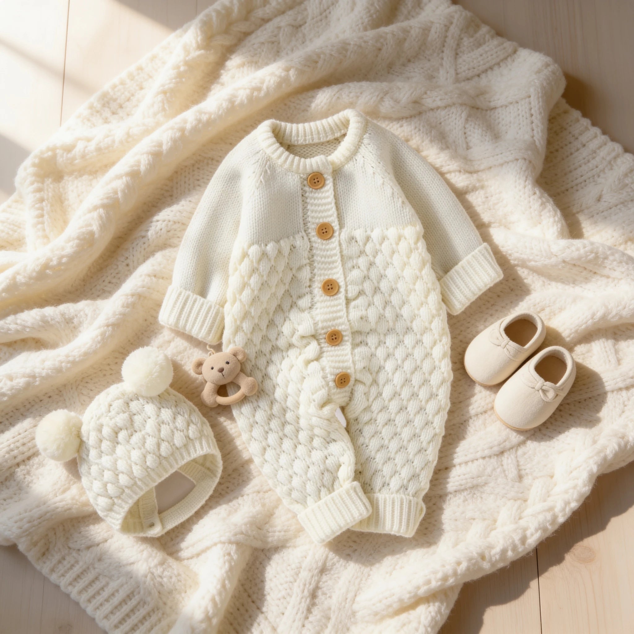 Combinaison En Tricot Bebe - Blanc - Cocon