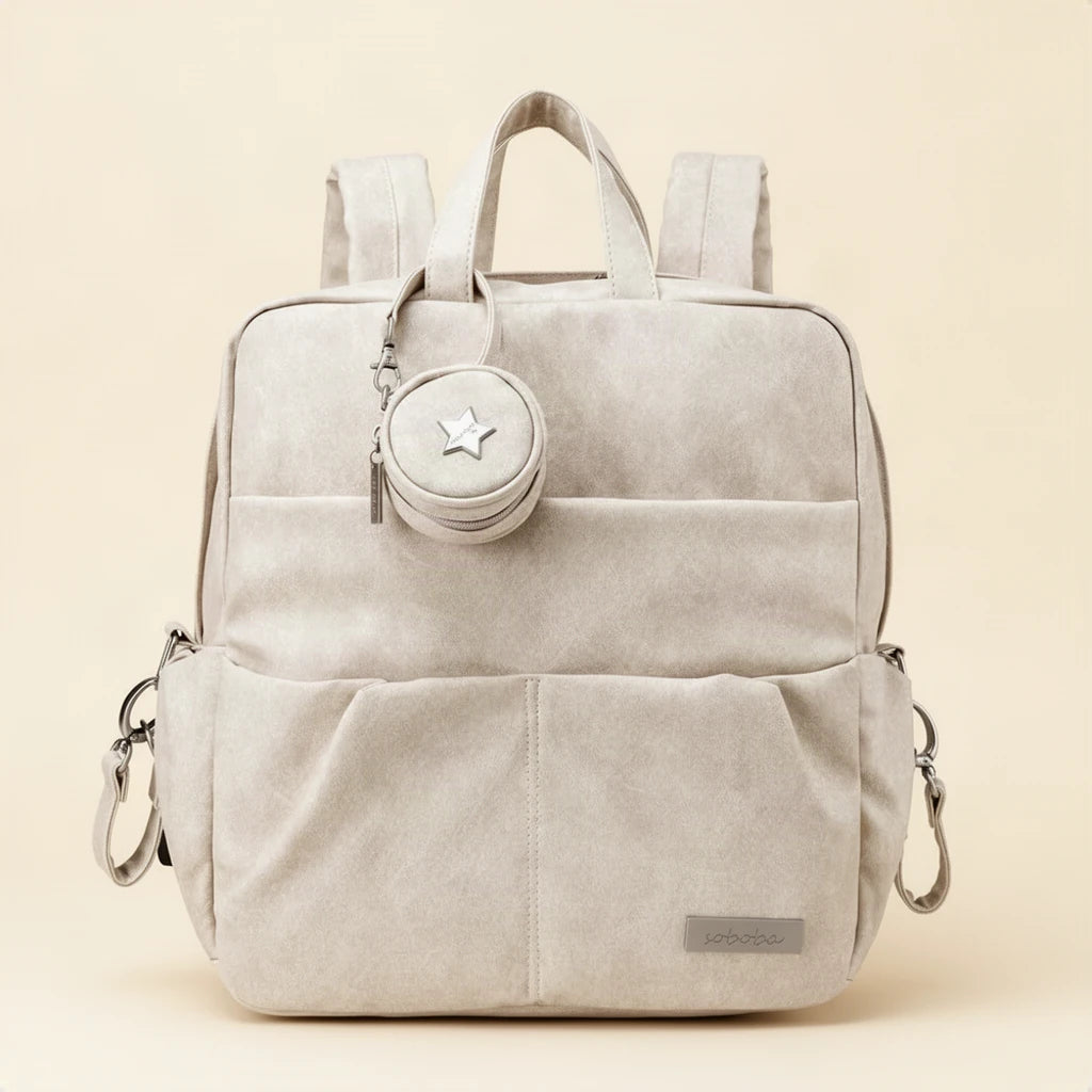 Sac à dos à langer déperlant avec compartiment humide, couleur beige nuage
