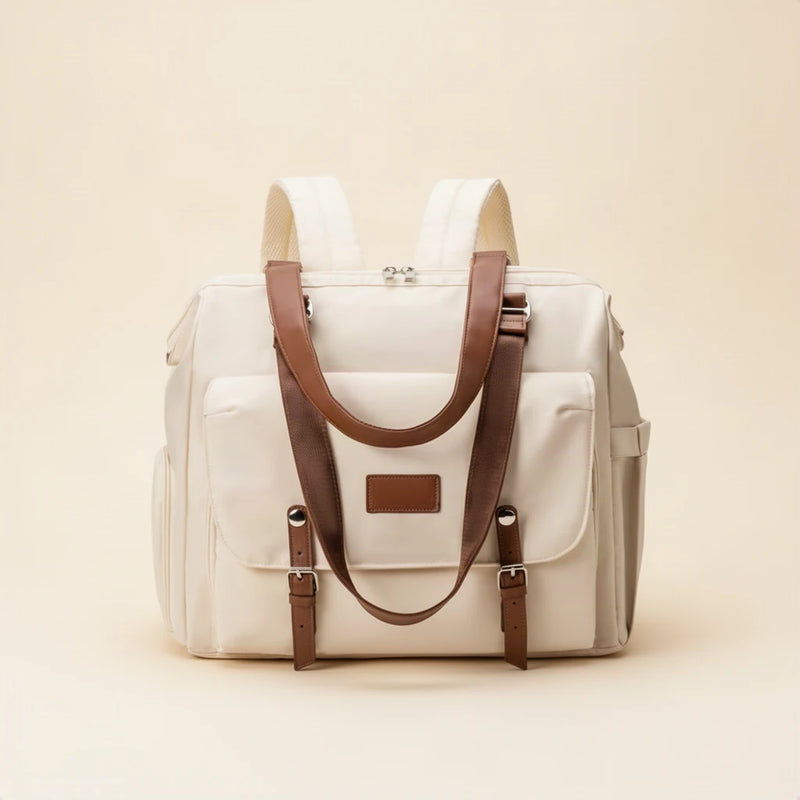 Sac à langer convertible sac à dos avec bande trolley sur fond clair