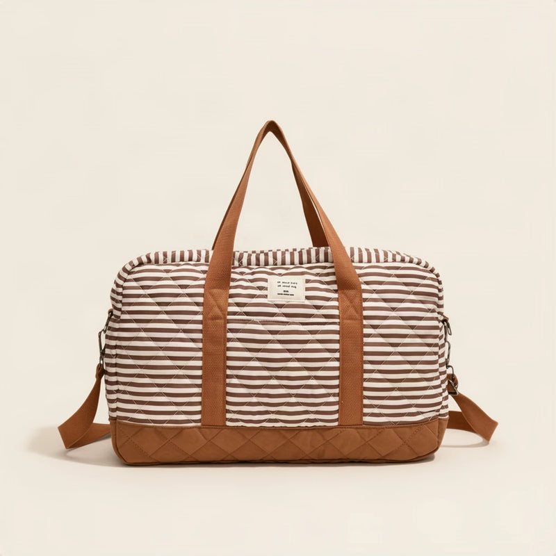 Sac à langer en coton matelassé rayé sur fond clair