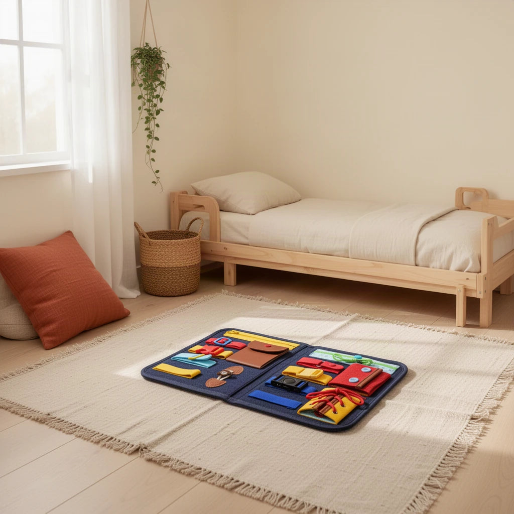 Tableau d'Activités Montessori dans une chambre Montessori, vue d’ensemble