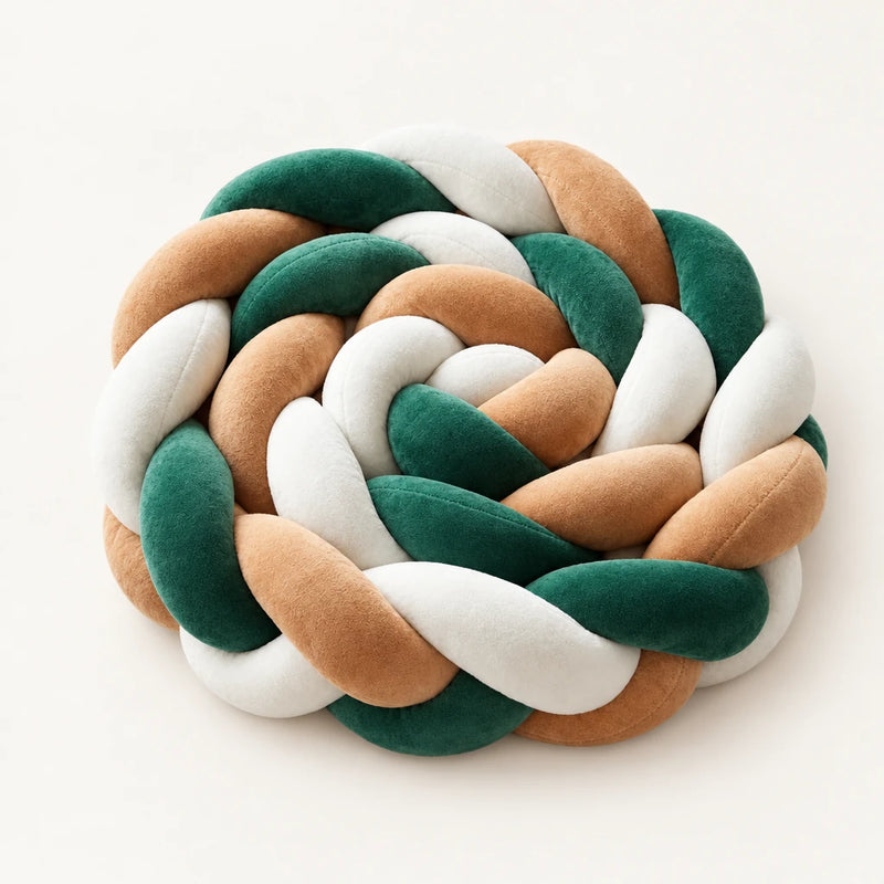 Tresse de lit 3 brins tricolore aventurier enroulée, sur fond clair