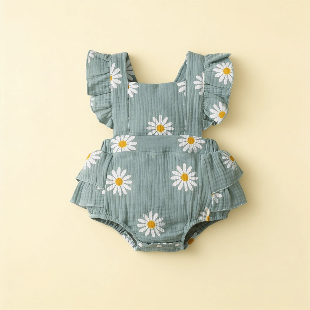 Combinaison Fleurie Bebe - Bleu - Flat