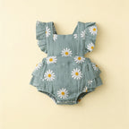 Combinaison Fleurie Bebe - Bleu - Flat