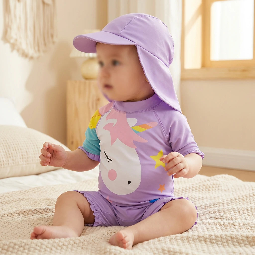 Combinaison Bebe Nageur Licorne - Licorne Violet - Porté