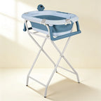 Baignoire bébé sur pied pliable avec thermomètre – coloris Bleu