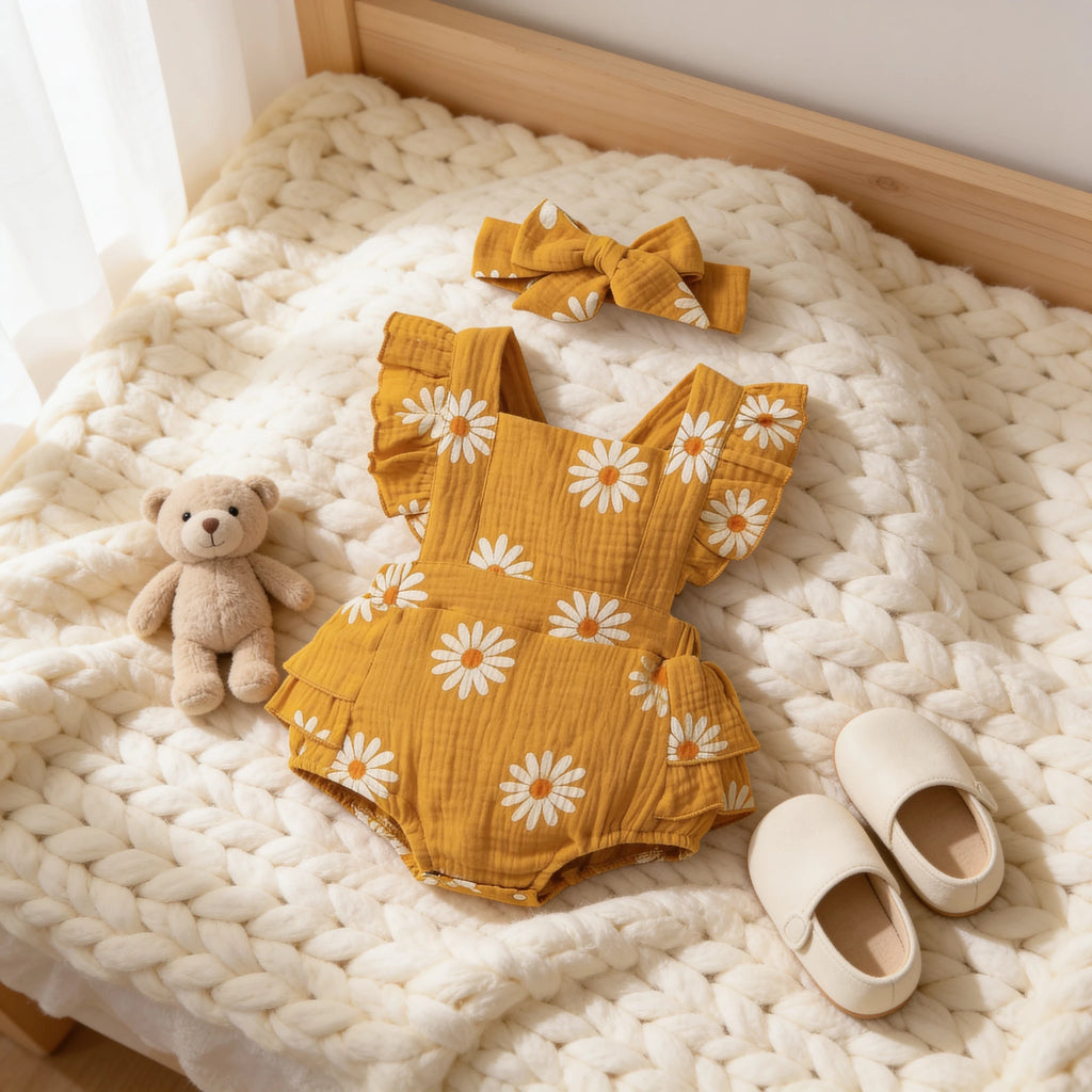 Combinaison Fleurie Bebe - Jaune - Cocon