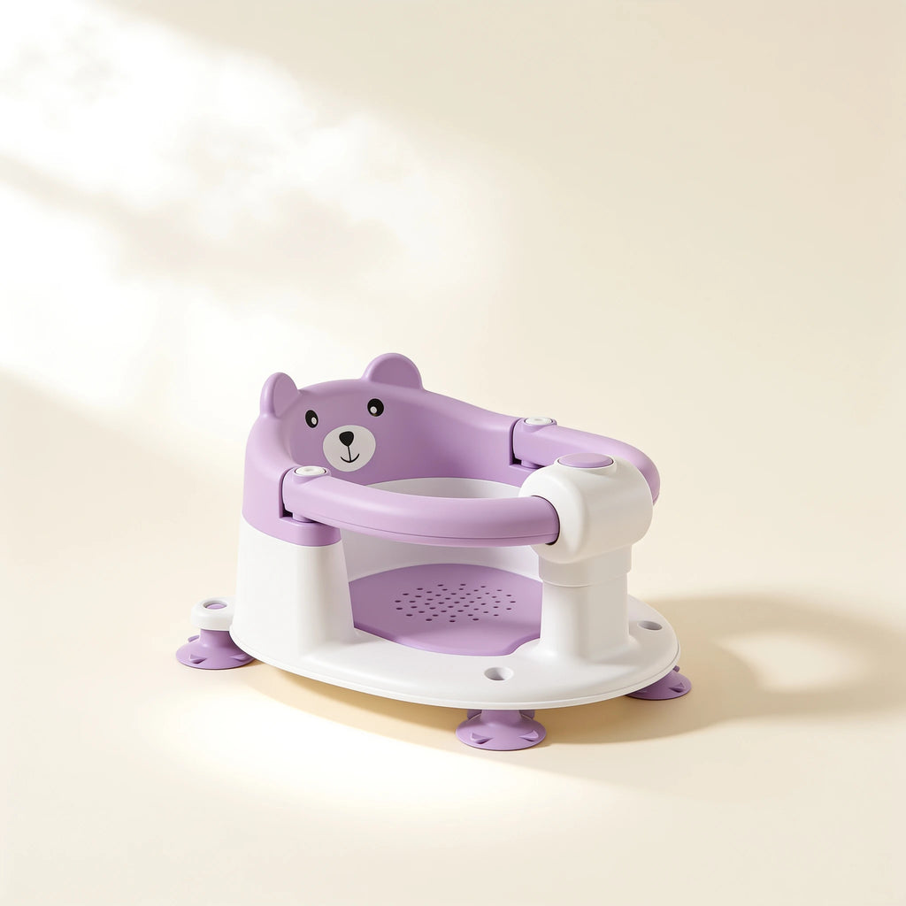 Transat de bain bébé enveloppant protection 360° – coloris Ourson violet