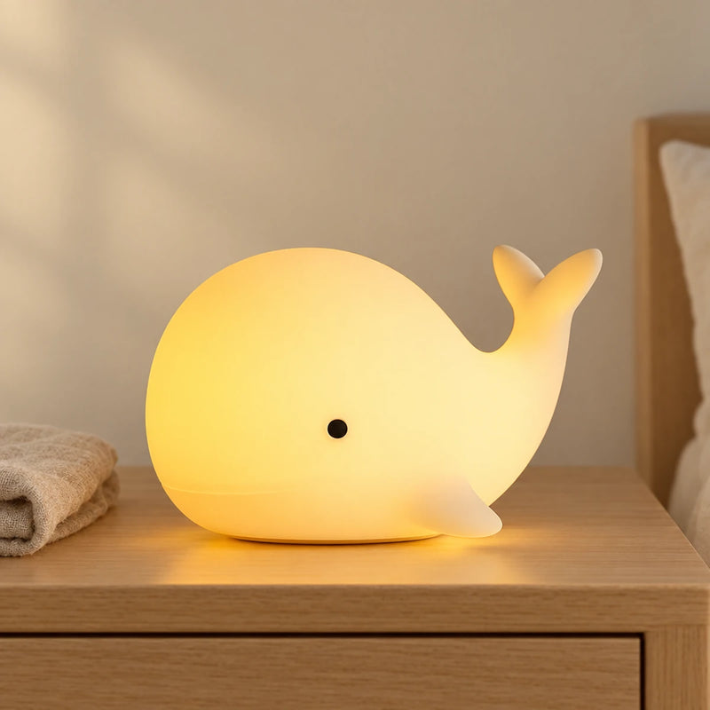 Veilleuse baleine bébé en silicone, 7 couleurs